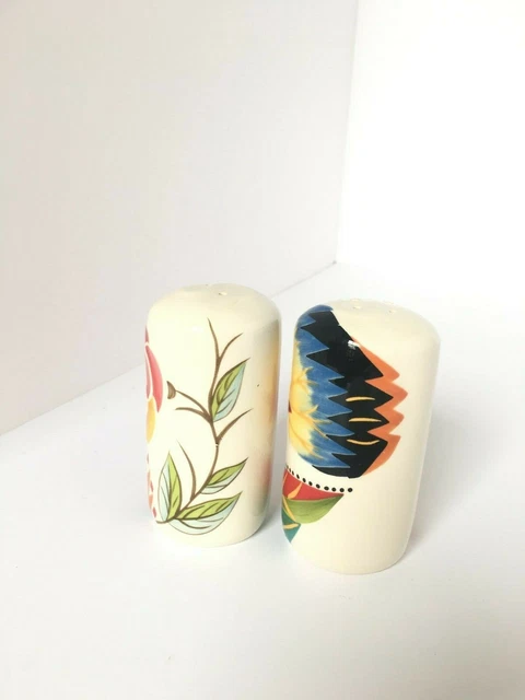 Shakers vintage floraux peints à la main en céramique vibrante et décorés 4" 2