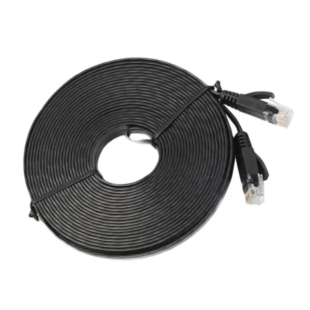 RJ45 CAT6 Réseau Ethernet LAN Cable App Plat UTP Patch Routeur Noir 25 Mètres