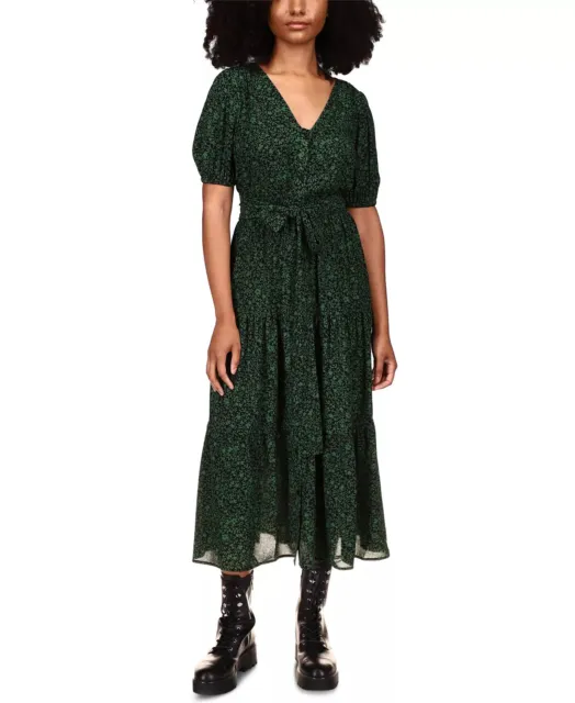 Michael Kors Womens Printed Belted Dress, Green, S