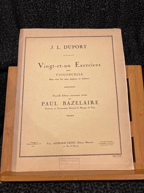 J. L. Duport 21 exercices pour violoncelle partition Paul Bazelaire ed. Leduc