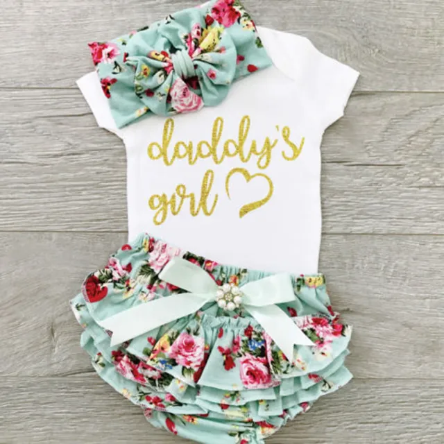 Newborn Infant Baby Girl Floral Clothes Romper Tops Shorts Dress Headband Outfit
