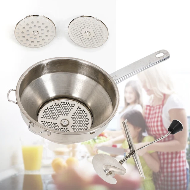 Molino de alimentos acero inoxidable máquina pasajera tamiz de pasaje con 3 inserciones 1.9 L