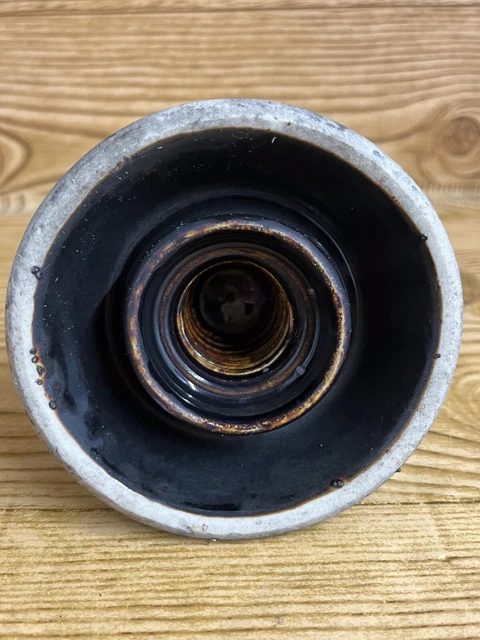 Antique Porcelain Electrical Insulator, High Voltage, Deep Brown/Black 8