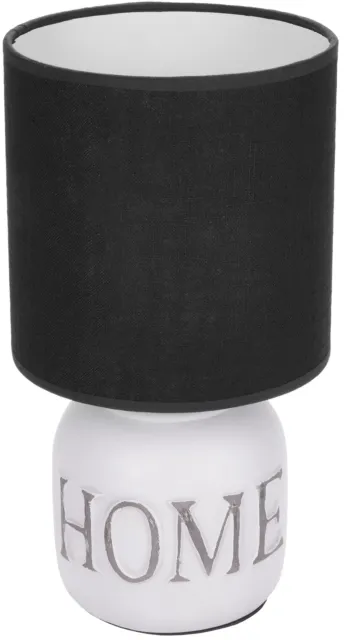 BRUBAKER Lámpara de Mesa Home 31 cm Pantalla de Cerámica Blanca Pantalla Negro