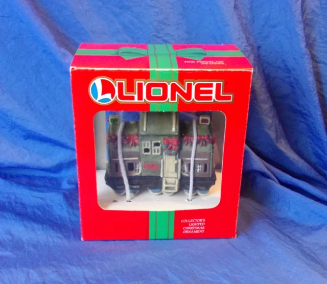 LIONEL TRAINS LOCOMOTIVE Christmas Ornament Lighted Fine Porcelain 37-616