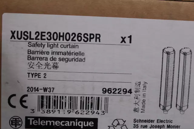 New | Schneider Electric | XUSL2E30H026SPR | Safety Light Curtain