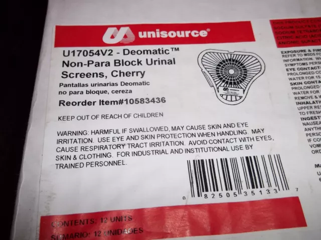 12PC UNISOURCE Deomatic Non-Para Block Urinal Screeen Block U17054V2 Cherry (G2)