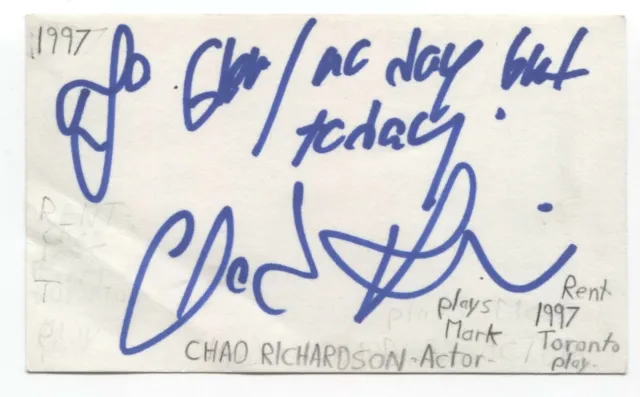 Chad Richardson Signed 3x5 Index Card Autographed Signature Actor Musician