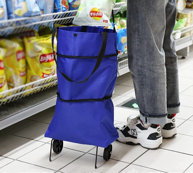 600D Oxford Cloth Folding Shopping Cart/ Rolling Utility Cart/ Retractable Shopp
