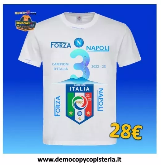 T-SHIRT MAGLIETTA - NAPOLI CAMPIONE 2022 2023 SCUDETTO - Osimhen Kvara Serie A