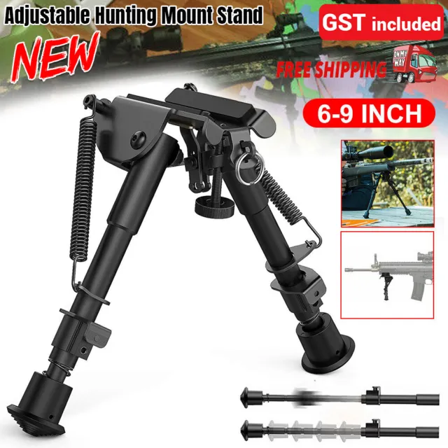6"-9" Height Sniper Rifle Swivel Sling Bipod Adjustable Hunting Mount Stand AU