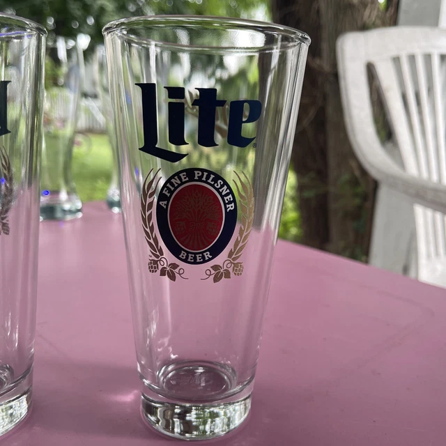MILLER LITE LIBBY Bar Glass 16oz New Heavy Barware Beer Glass 9.00