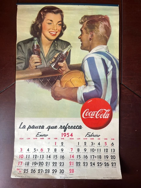Vintage Mexican Coca Cola Coke Soda Wall Calendar Almanac from 1950's