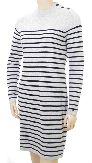 Robe Vintage En Laine Bleu Marine à Rayures Taille 38/40 - Qualité Doublée