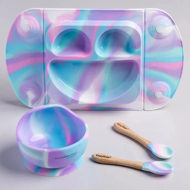 Cuchara de silicona EasyTots colección destete tazón bandeja de succión de silicona