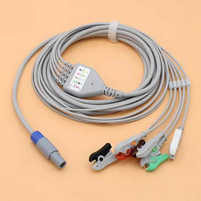 ECG EKG 6pins 5 Leads Cable and Electrode Leadwire for Biosys BPM-103,Snap/Clip