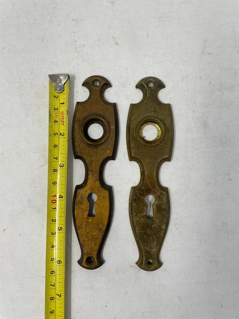 Vintage Door Plate Cover Lot of 2 6" x 1.75" Door Knob Key Hole Lot of 2