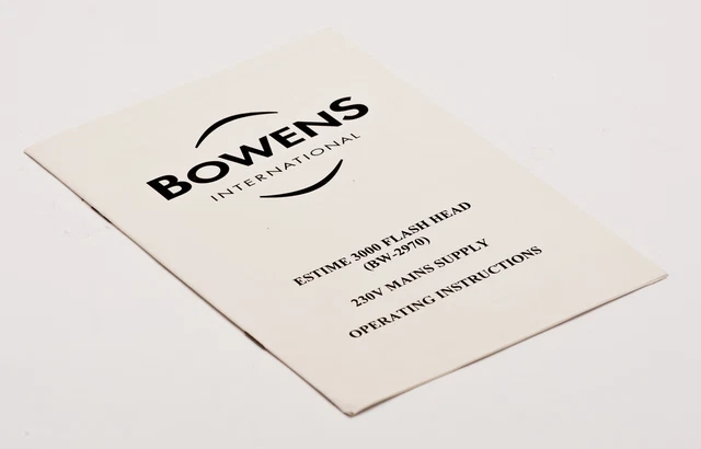 Bowens Instruction Manual for Estime 3000 Flash Head Photography 7 page Guide