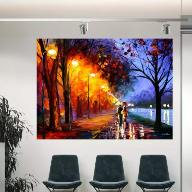 Leonid Afremov ALLEY BY THE LAKE 30"x24" LIMITED EDITION GICLEE ORIGINAL