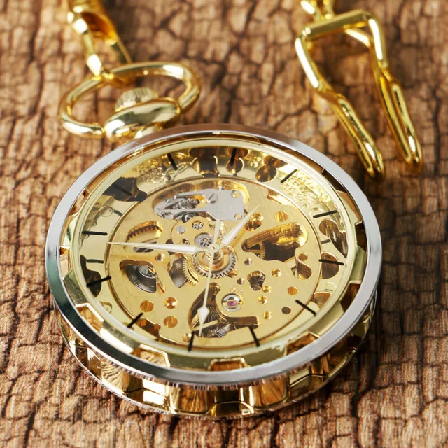 Mechanical Pocket Watch Transparent Men Women Vintage Open Face Gift Fob Watches