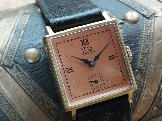 Montre Bracelet Art Déco PRECISA - Plaqué Or, 15 Rubis, à Restaurer (années 1920-40)