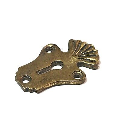 Vintage Ornate Brass Skeleton Key hole Escutcheon Salvage Hardware 1 1/2" 2