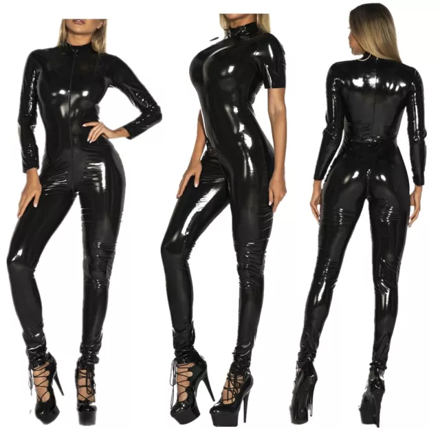 Combinaison en Cuir Femme Sexy Body Plus Taille Catsuit Vêtements De Nuit M-5XL