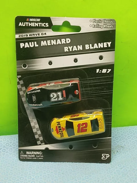 2019 NASCAR Authentics Wave 4 Paul Menard & Ryan Blaney MUSTANG 1:87 Twin Pack