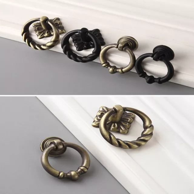 Brass Door Bin Dresser Drawer Cupboard Pulls Handle Single-hole Drop Ring