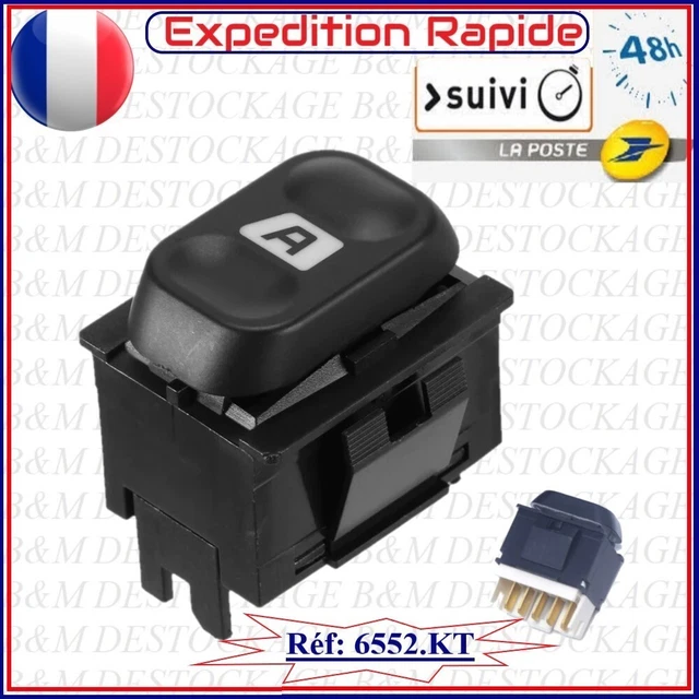 Interrupteur Bouton Lève-vitre CITROËN BERLINGO / PEUGEOT PARTNER (2008-2018) - Neuf, Référence 6490E3