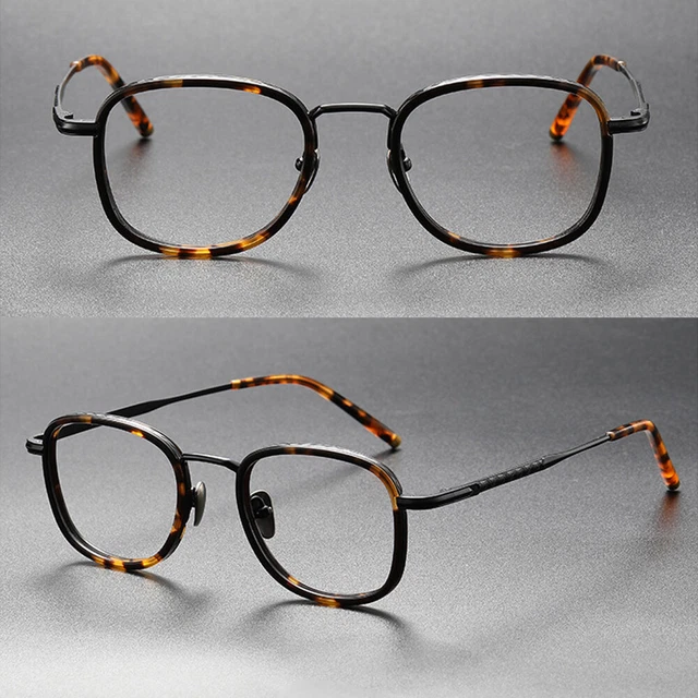 Monturas de gafas cuadradas de acetato de titanio para mujer y hombre marco RX T