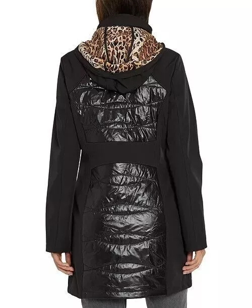 Via Spiga BLACK/Leopard Women's Plus Size Hooded Raincoat, US 3X-Large NWT 2