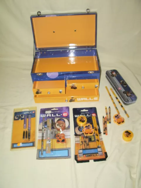 " Boite De Rangement Avec Set Ecriture Ecole Crayon  Wall E Disney Pixar