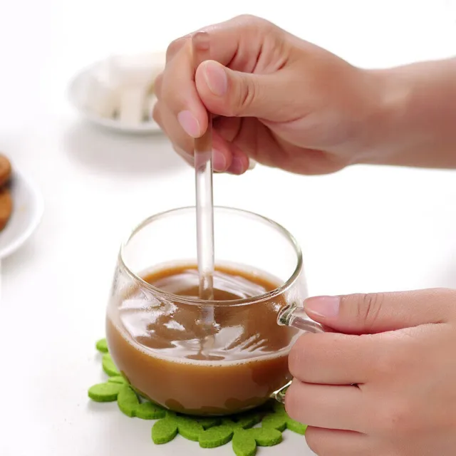 Long Handle Glass Teaspoon Tableware Transparent Coffee Stirring Spoon SN