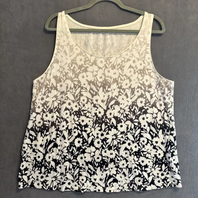 J. Jill Ombre Floral A-Line Tank Top Pima Cotton Size L Floral Summer Sleeveless