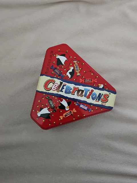 CELEBRATIONS Brand  Triangle TIN Milky Way Dove Snickers 3 Musketeers 7.5” MARS