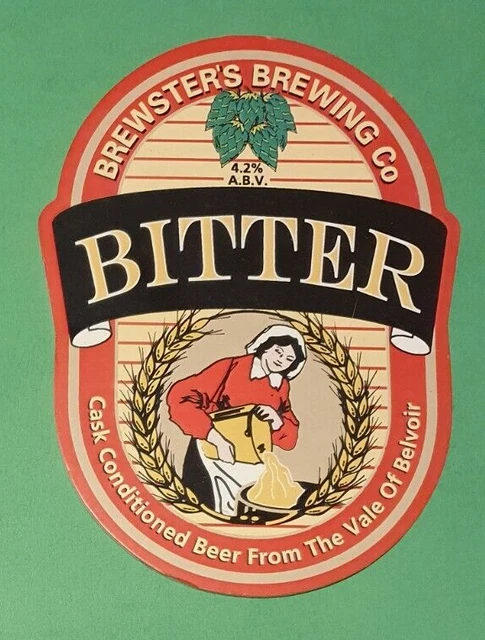 BREWSTER'S brewery BITTER beer badge real ale pump clip front Lincolnshire