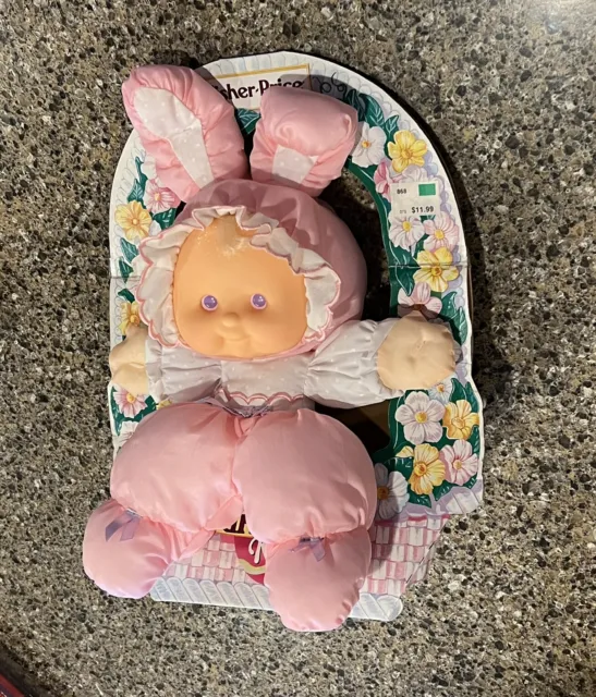 VTG 1991 Fisher Price Puffalump Kids Baby Doll Pink Easter Bunny Ears 4061 NEW