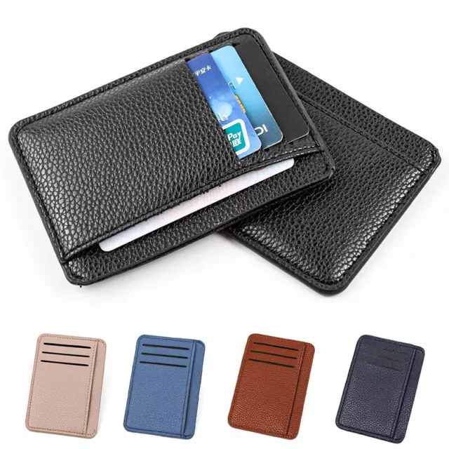 Mens RFID Blocking Leather Slim Wallet Money Clip Credit Card Slots Coin Holder