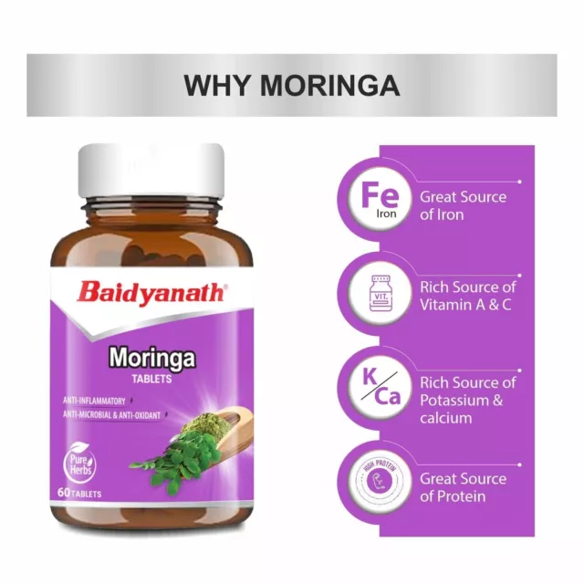 Baidyanath Moringa Tablets 60 Tablets Helpful In Overall Health And Wellness FS