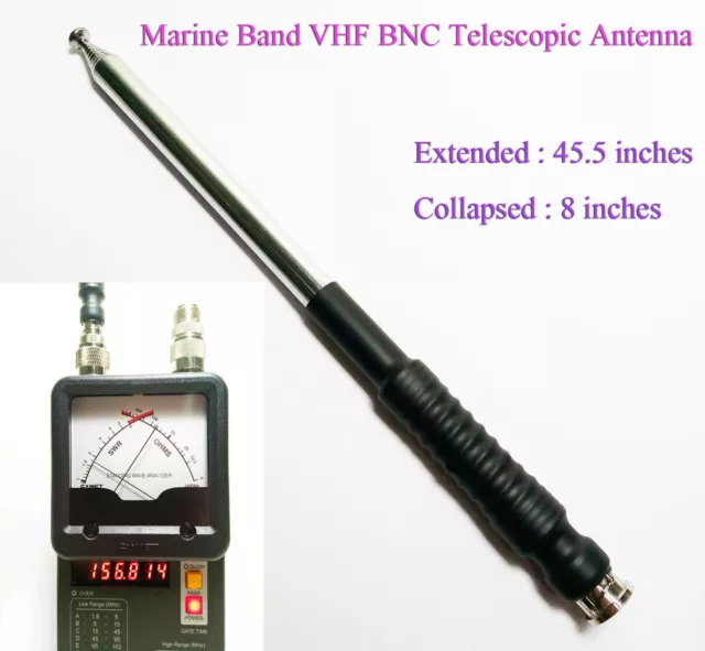 Antena telescópica VHF BNC de radio portátil práctica de banda marina