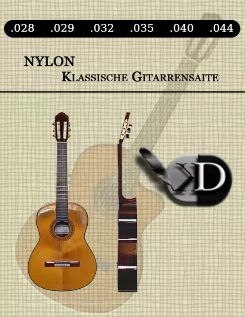 Nylon Gitarrensaiten für Klassikgitarre Konzertgitarre 028 - 044 Set 6 Saiten