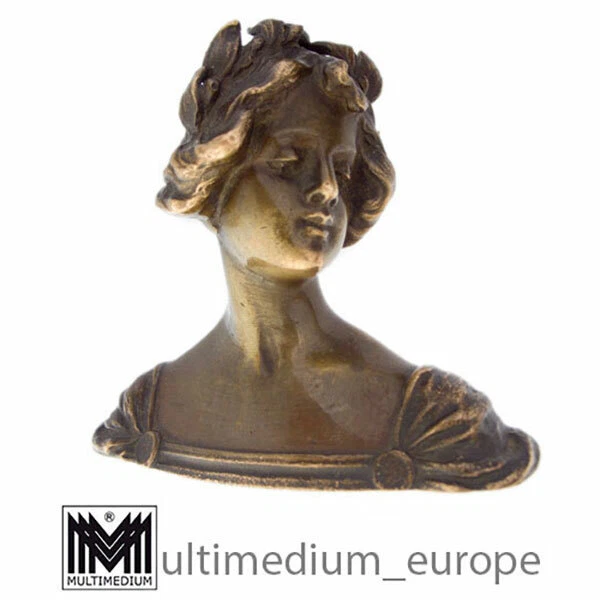 Entzückende kleine antike Jugendstil Bronze Damen Büste lady