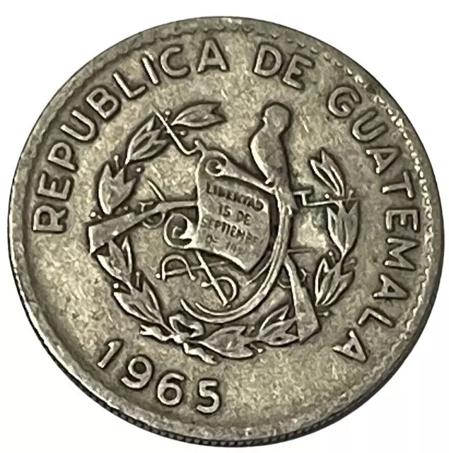 1965 Guatemala 10 Centavos World Coin KM# 267 Lot B3-77 Monolito de Quirigua