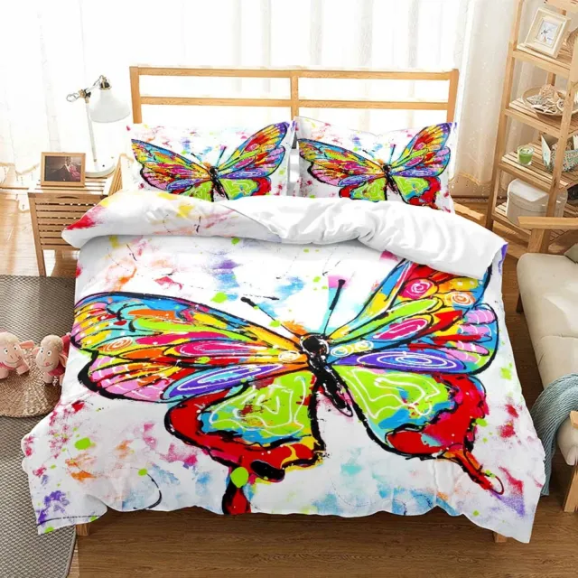 3D Watercolor butterfly Bedding Set Doona Comforter Cover Duvet Cover PillowCase