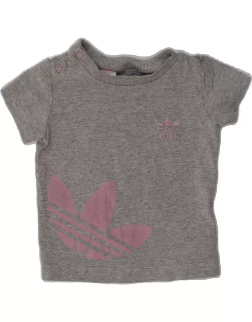 T-shirt grafica Adidas bambina top 3-6 mesi grigio cotone BD34