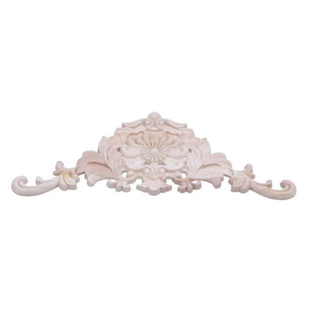 1x Gomma Legno Intagliato Applique Retro Mobili Artigianali Decorazione 38x15x1,2 Cm T2L6
