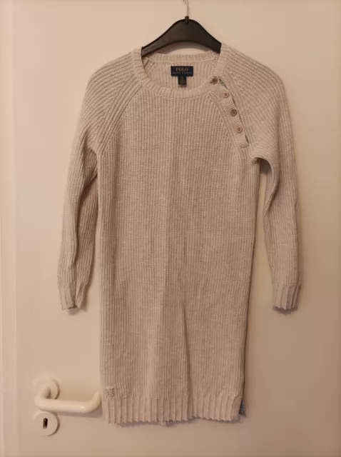 Polo Ralph Lauren Long Pullover Strick Mini Kleid Beige Gr. S/P (7Y/130cm)