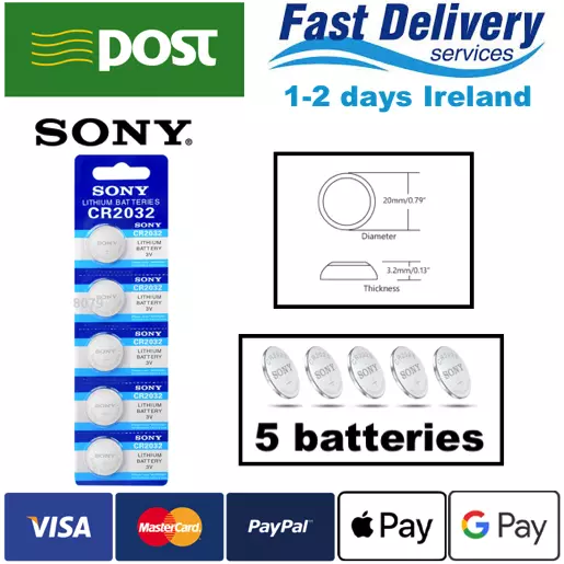 SONY Battery CR2032 DL2032 KCR2032 ECR2032 3V Button Coin Cell Battery 5pcs