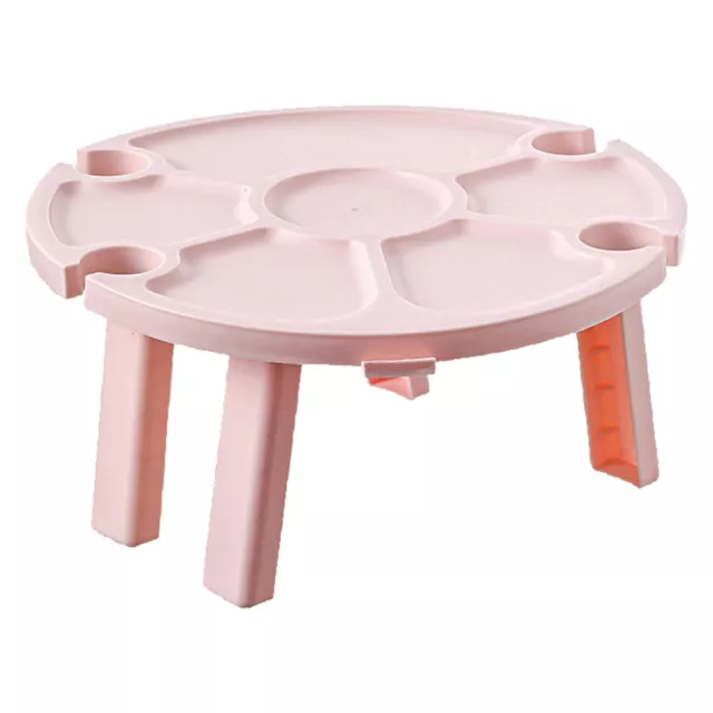 (Pink)Folding Wine Table Picnic Snack Table Tray Sturdy Structure Multifunction